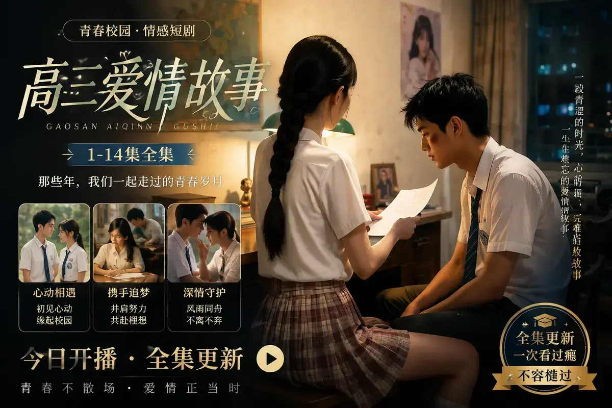 AI短剧《AI短剧：高三爱情故事》4K超清未删减版-全集免费观看-B中爱情故事带你重返十七岁-夸克网盘极速秒存